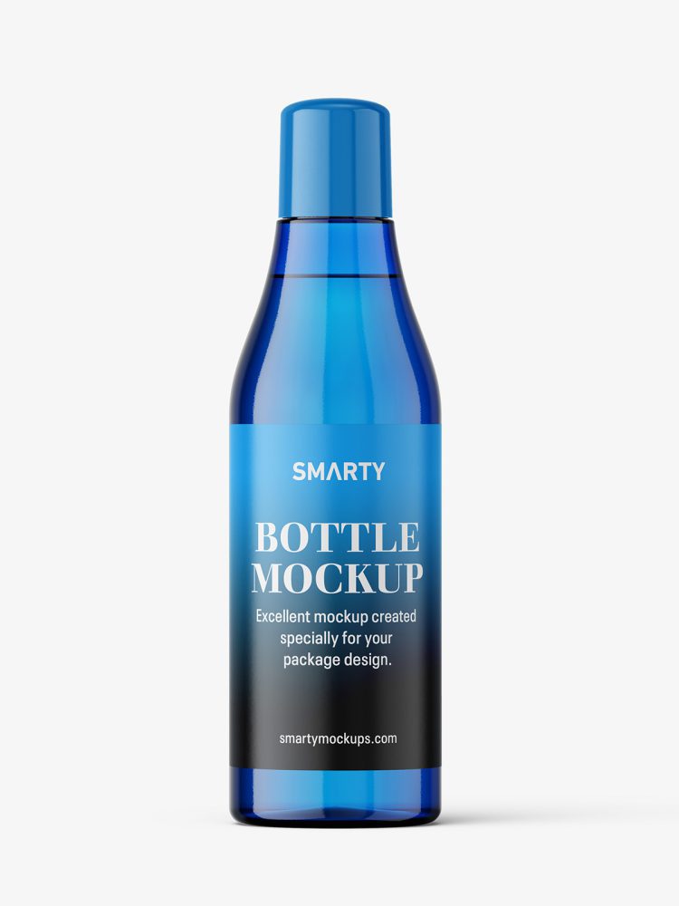 Cosmetic bottle with rounded screwcap / blue
