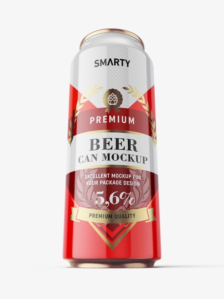 Download Heroic shot of glossy beer can mockup / 500 ml - Smarty ...