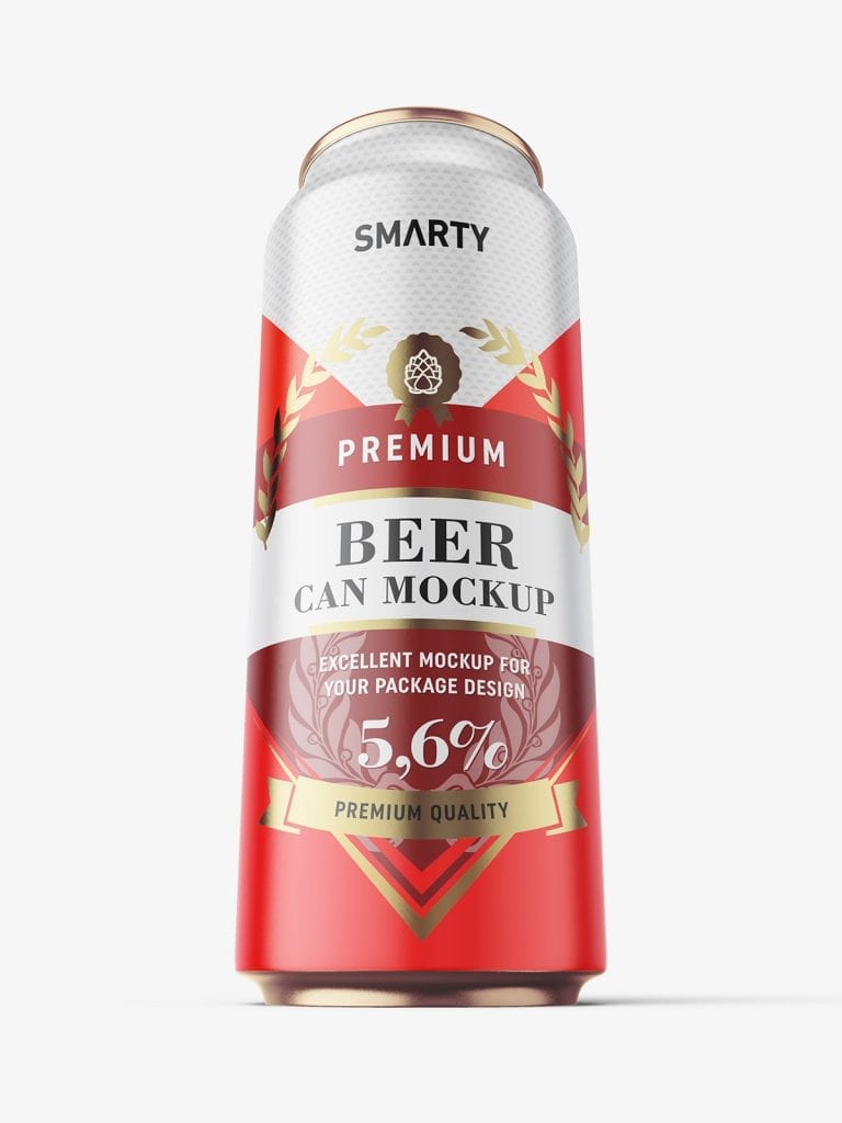 Download Heroic shot of matt beer can mockup / 500 ml - Smarty Mockups