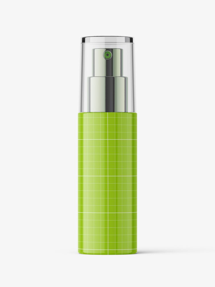 Glossy bottle with airless spray mockup