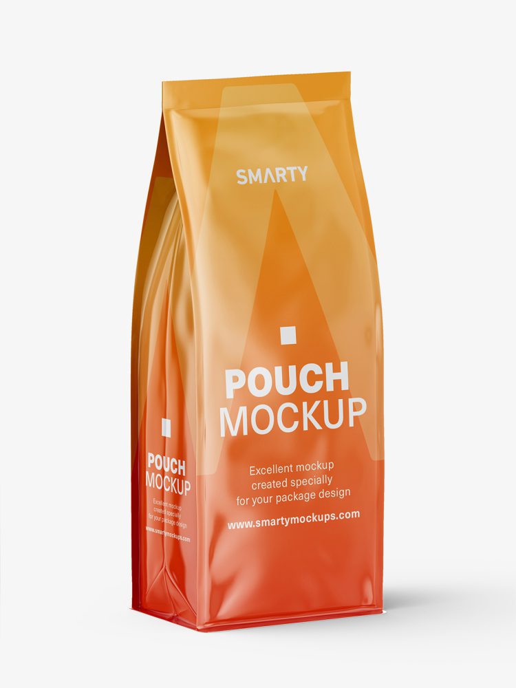 Flat bottom pouch mockup / glossy