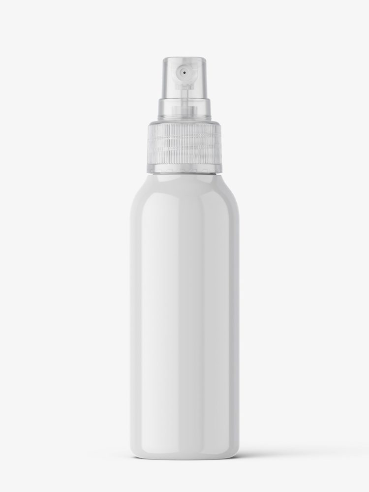 Bottle with transparent spray mockup / glossy