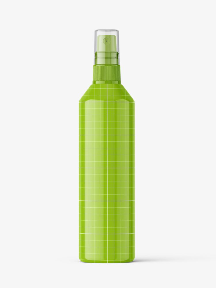 Glossy spray bottle mockup
