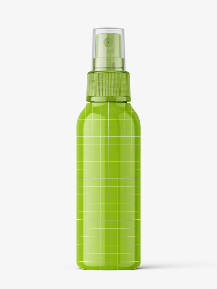 Bottle with transparent spray mockup / glossy