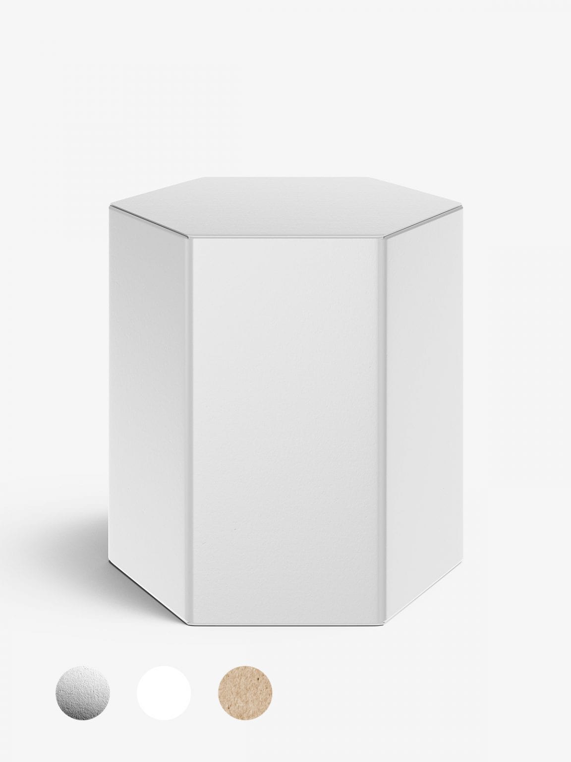 Download Hexagonal box mockup / white - metallic - kraft - Smarty Mockups