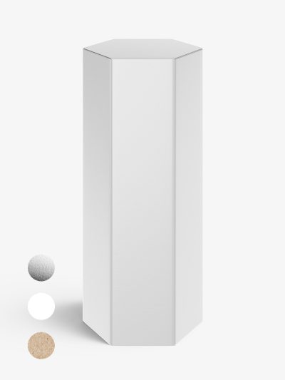 Download Hexagonal box mockup / white - metallic - kraft - Smarty Mockups