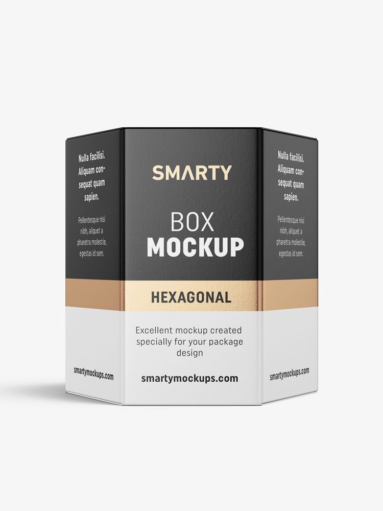 Hexagonal box mockup / white - metallic - kraft