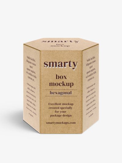 Download Hexagonal box mockup / white - metallic - kraft - Smarty Mockups