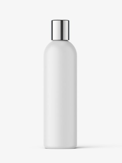 Cosmetic bottle with silver cap / matt