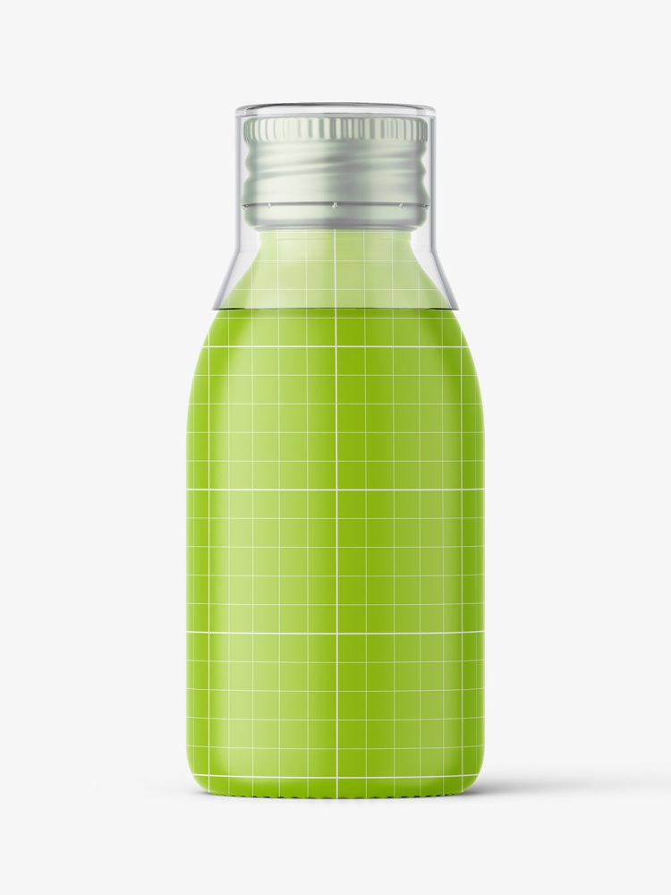 Syrup bottle mockup with silver cap / matt