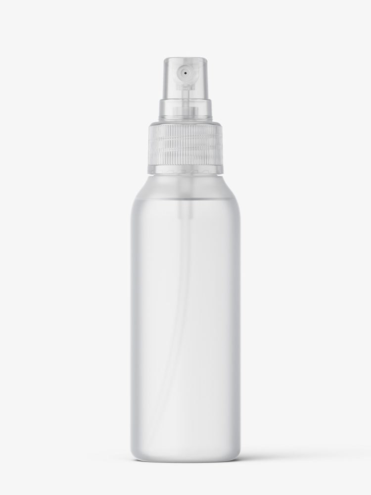 Bottle with transparent spray mockup / frosted