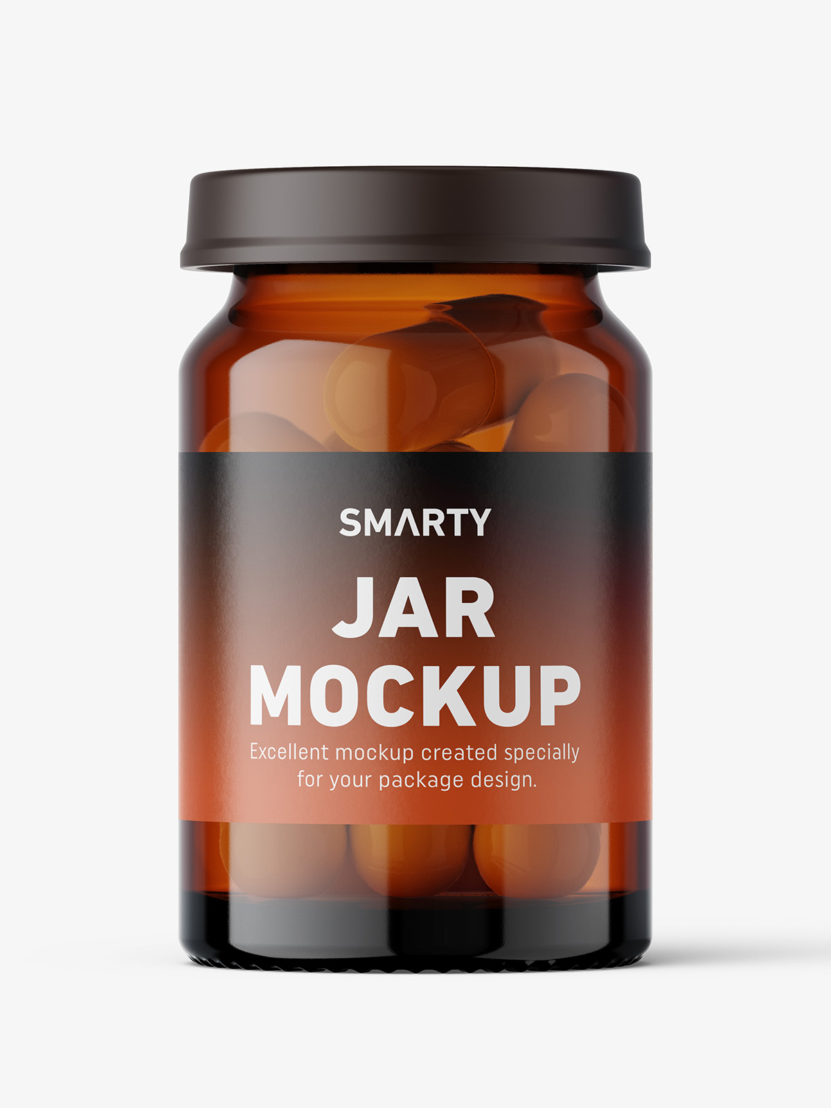 Download Small jar with capsules mockup / amber - Smarty Mockups