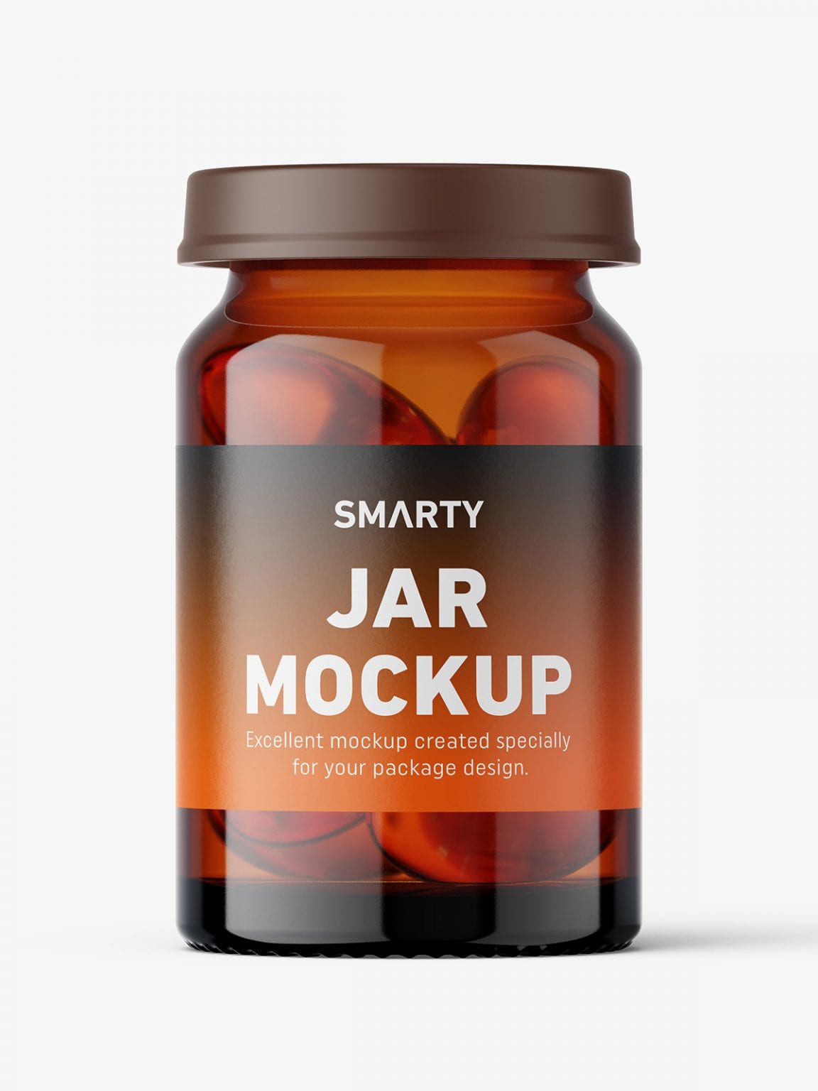 Download Small jar with fish oil capsules mockup / amber - Smarty Mockups