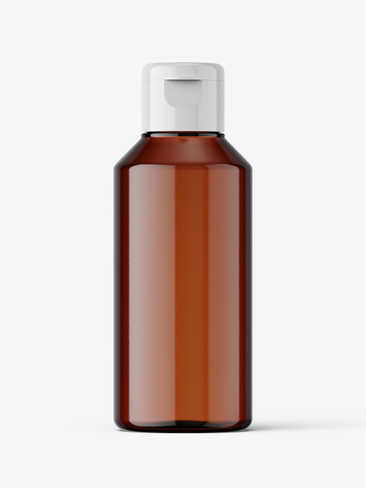 Small amber bottle with flip top mockup