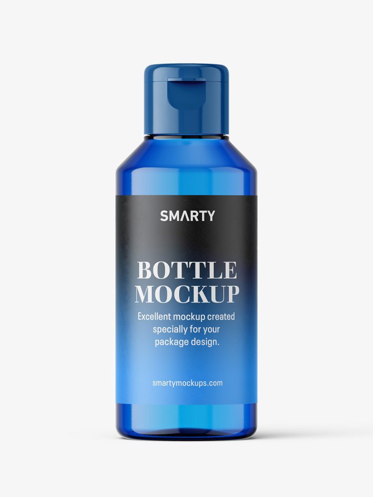 Small blue bottle with flip top mockup