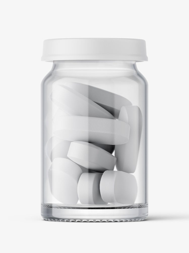 Small jar with pills mockup