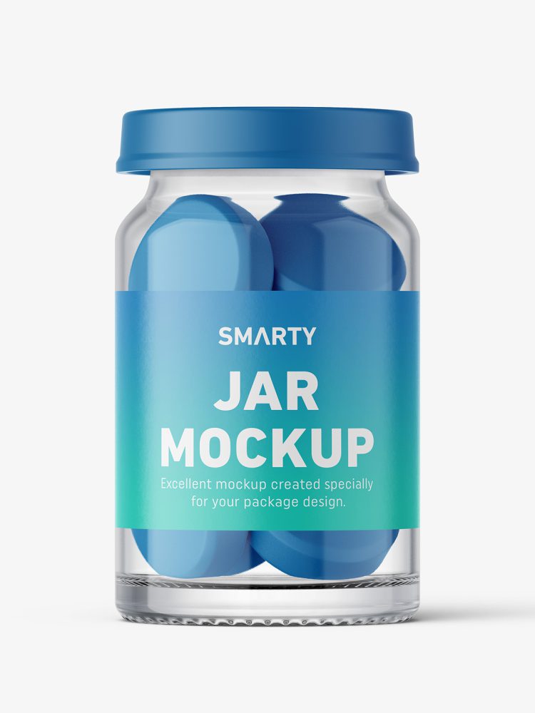 Small jar with tablets mockup