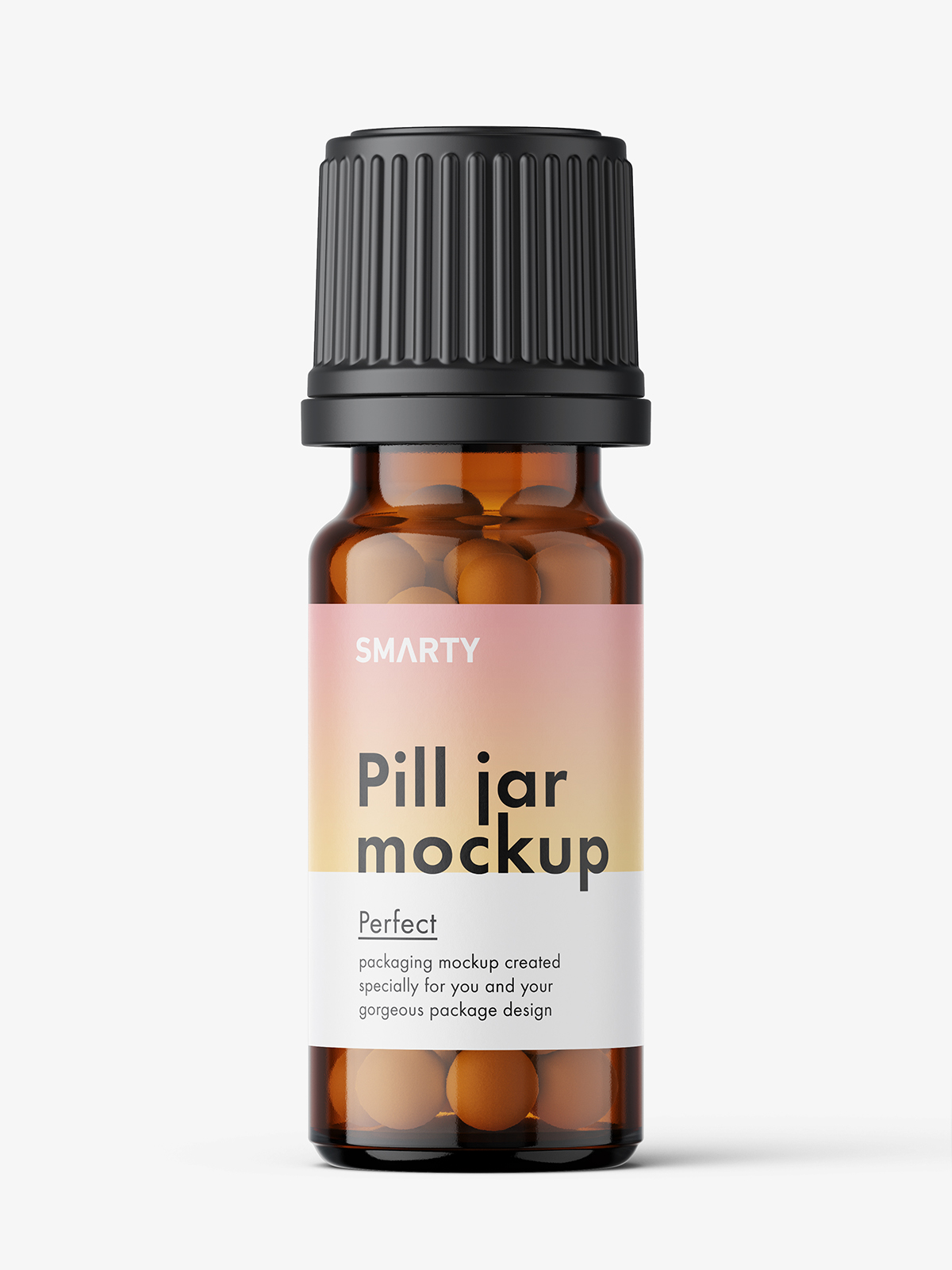 Amber Glass Bottle With Pills Mockup - Free Download Images High