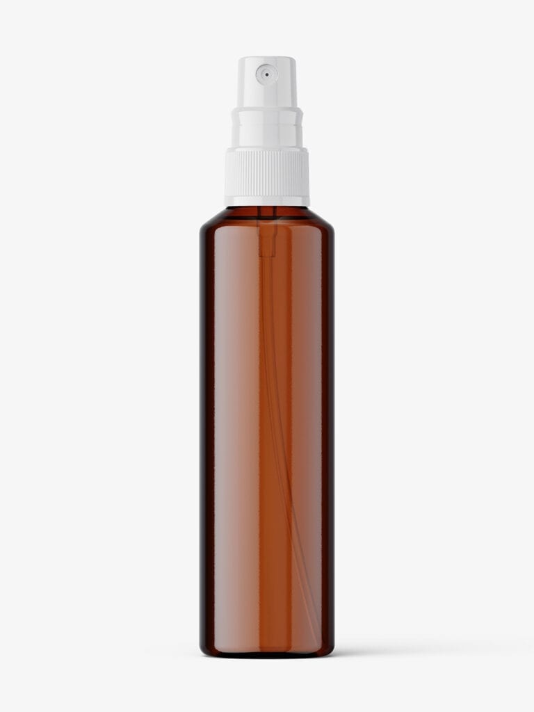 Spray bottle mockup / amber - Smarty Mockups