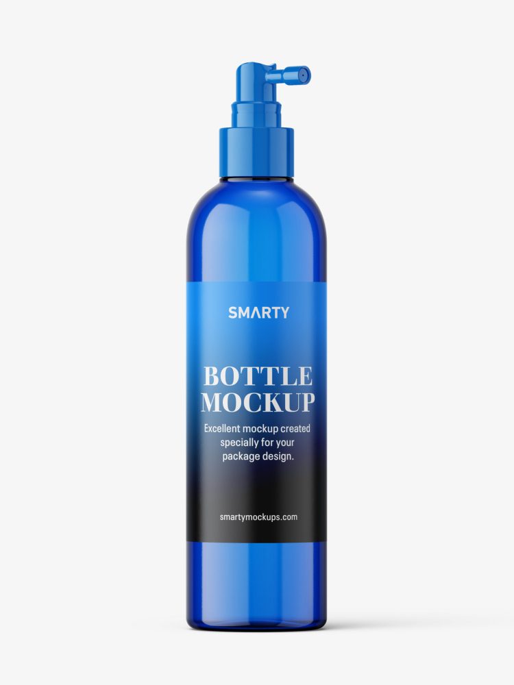 Blue bottle with pump dispenser mockup