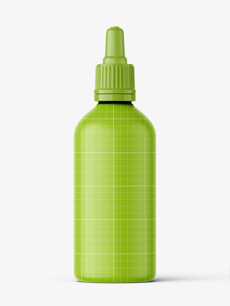 Green dropper bottle mockup / 100 ml