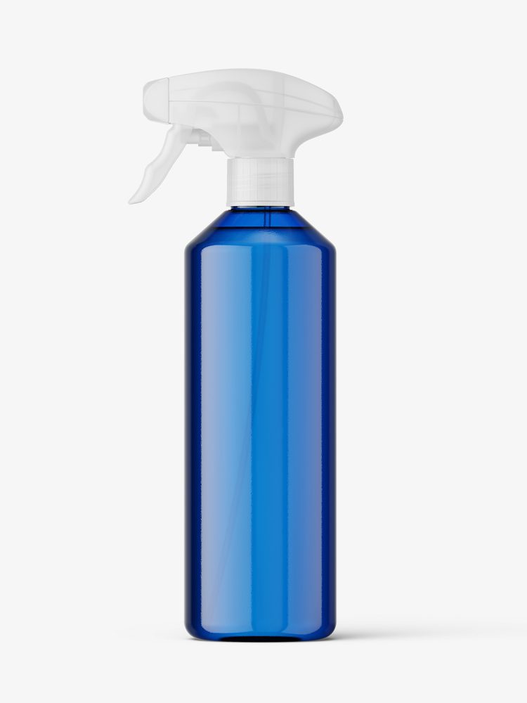 Bottle with trigger spray mockup / blue