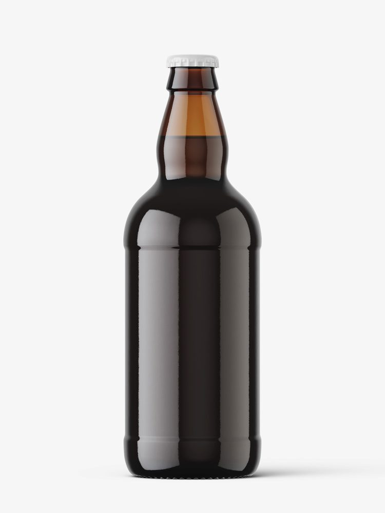 Dark beer bottle mockup