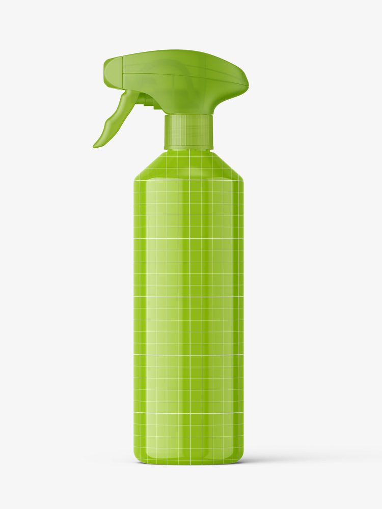 Bottle with trigger spray mockup / glossy