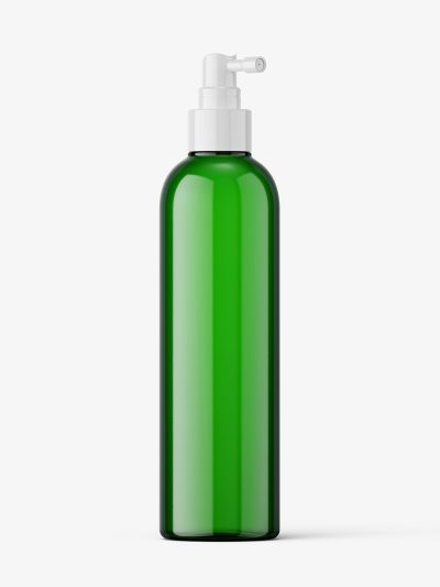 Green bottle with pump dispenser mockup