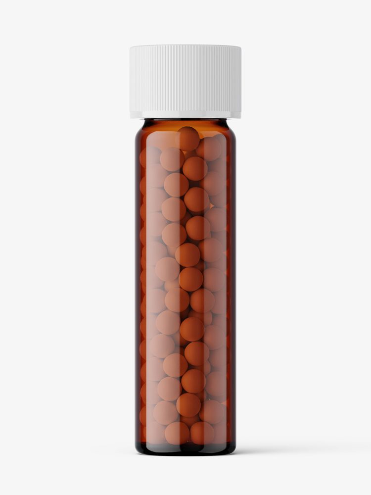 Bottle with herbal pills mockup