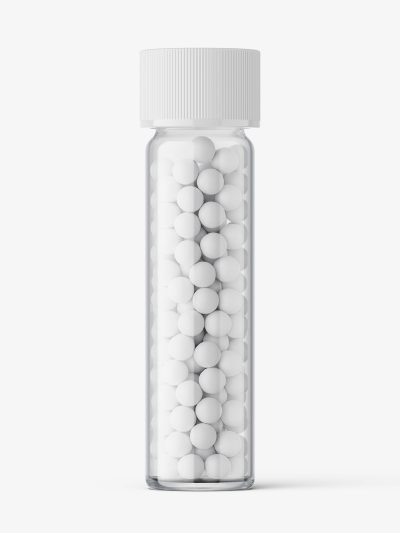 Bottle with herbal pills mockup
