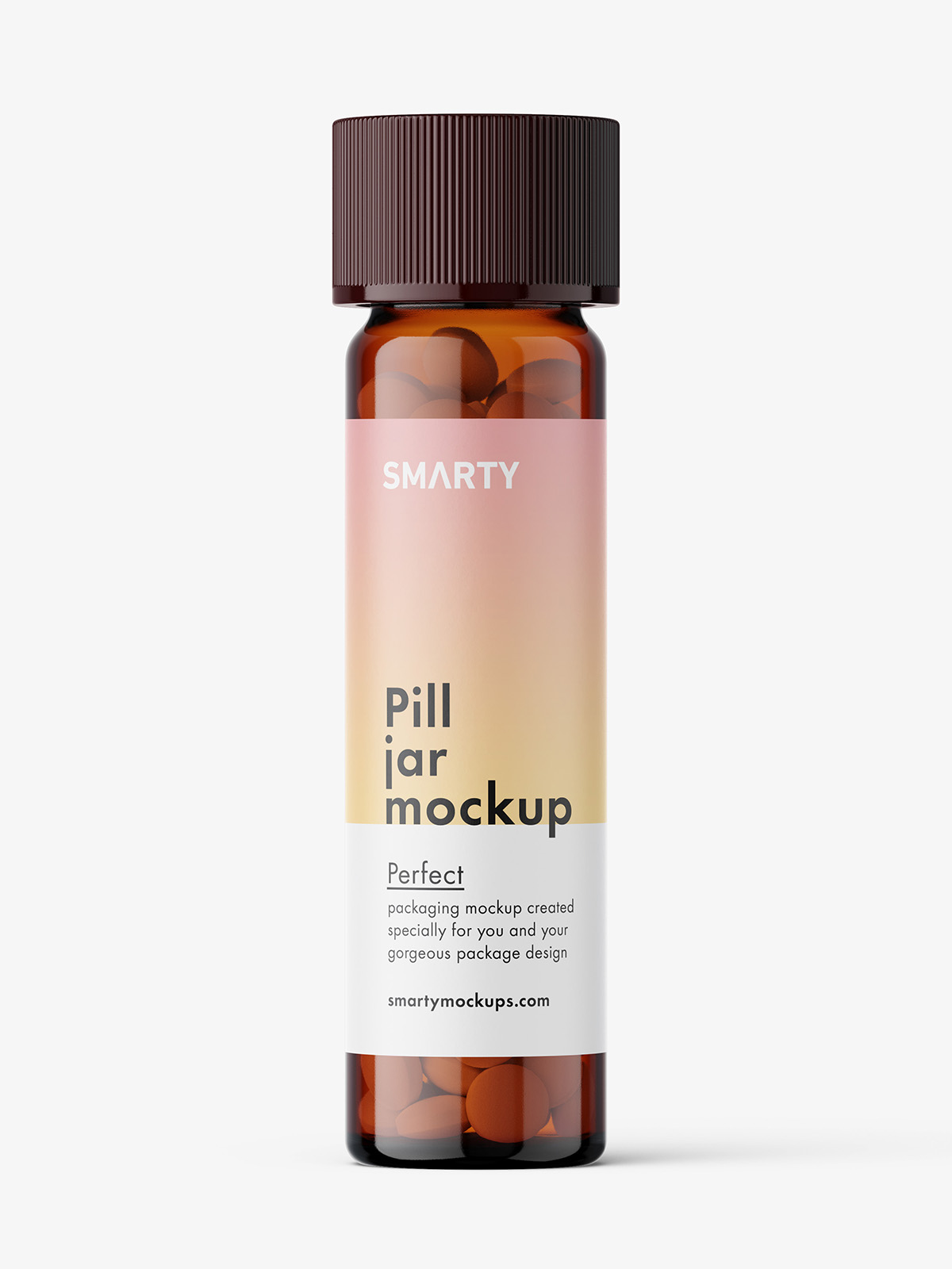 Download Amber bottle with herbal pills mockup - Smarty Mockups