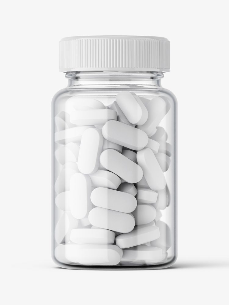 Jar with pills mockup