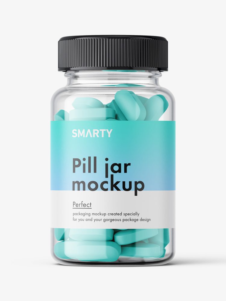 Jar with pills mockup