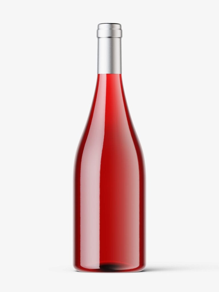 Red wine in clear bottle mockup Smarty Mockups