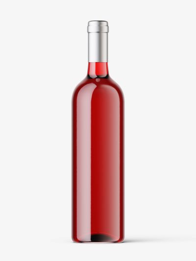Red wine in clear bottle mockup