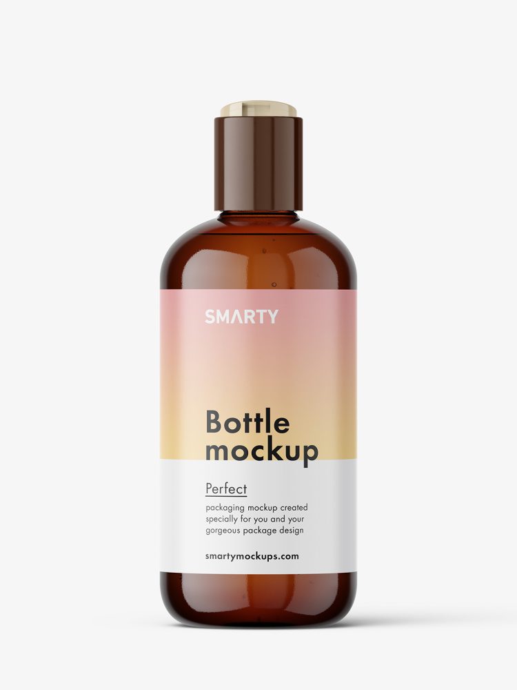 Bottle with disctop cap mockup / amber