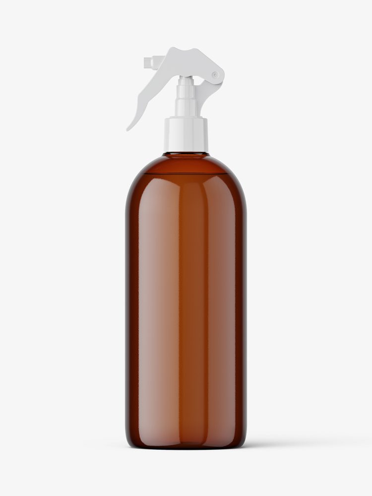 Bottle with trigger spray mockup / amber