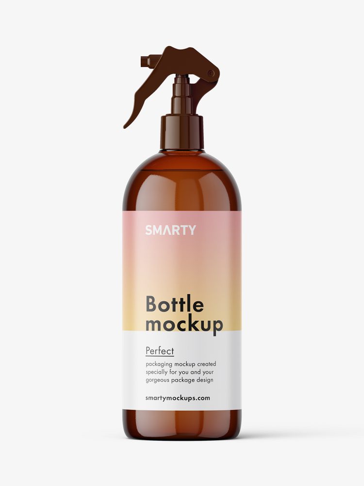 Bottle with trigger spray mockup / amber