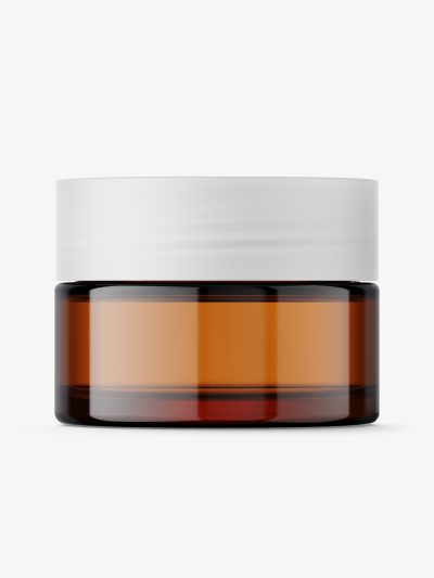 Cosmetic glass jar mockup / amber