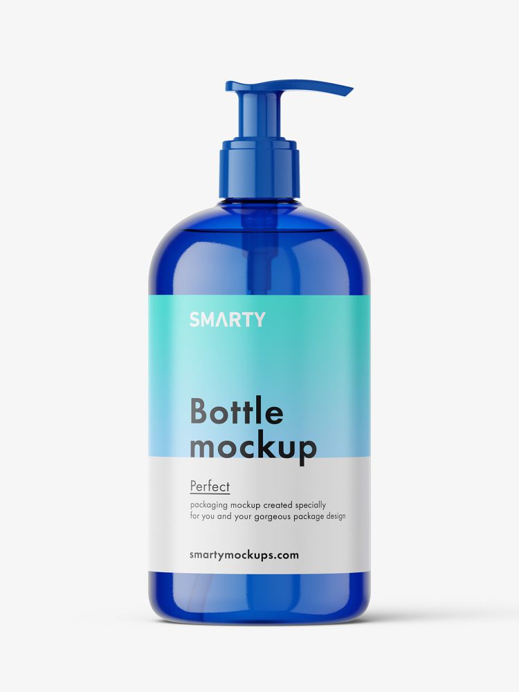 Bottle with pump mockup / blue