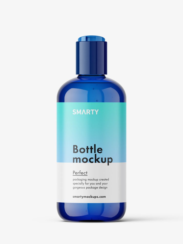 Bottle with disctop cap mockup / blue