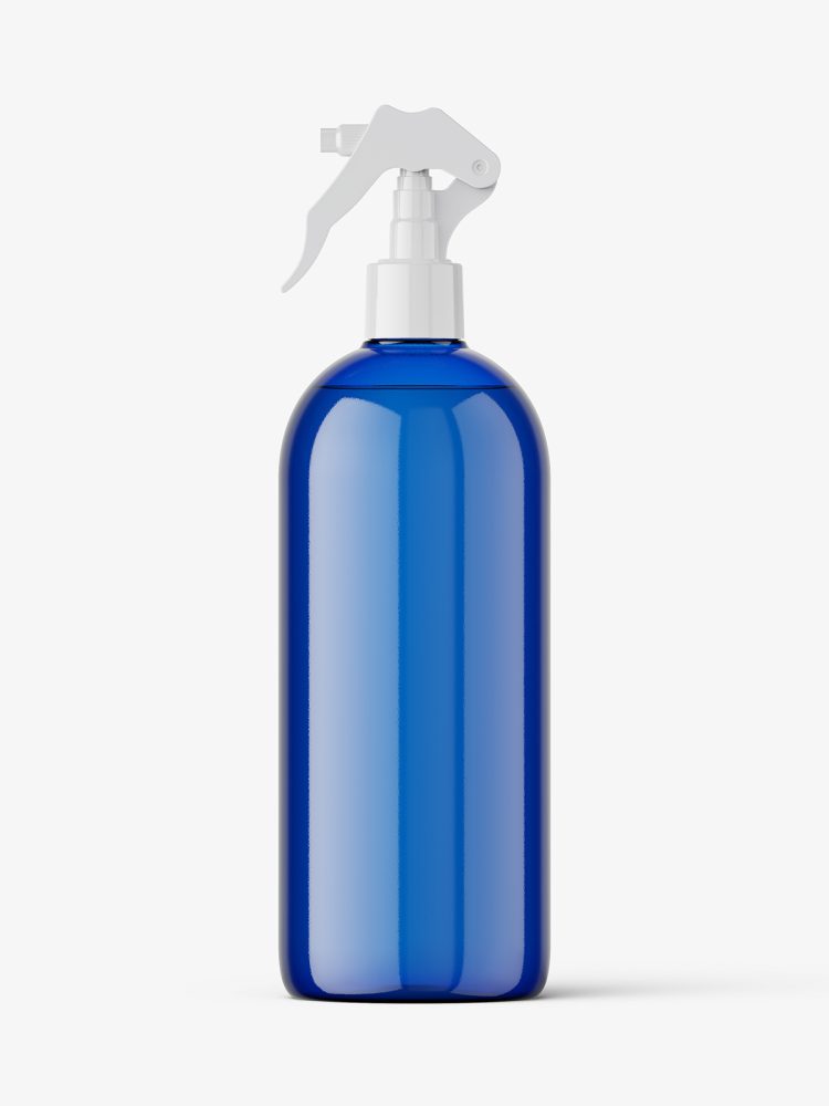 Bottle with trigger spray mockup / blue