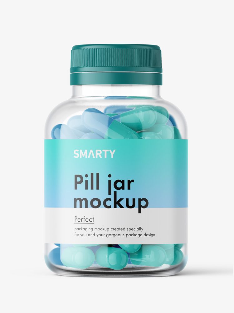 Jar with capsules mockup
