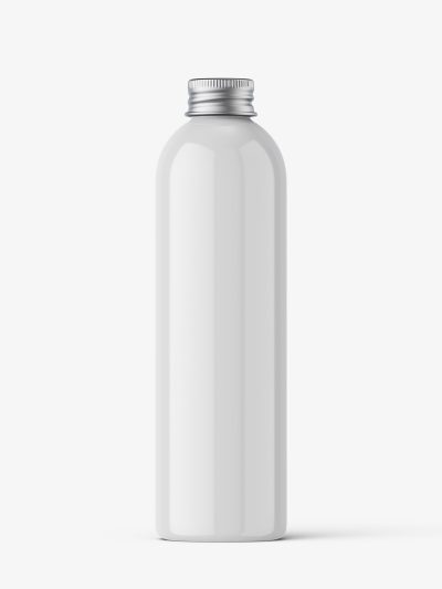Bottle with aluminium screw cap mockup / glossy