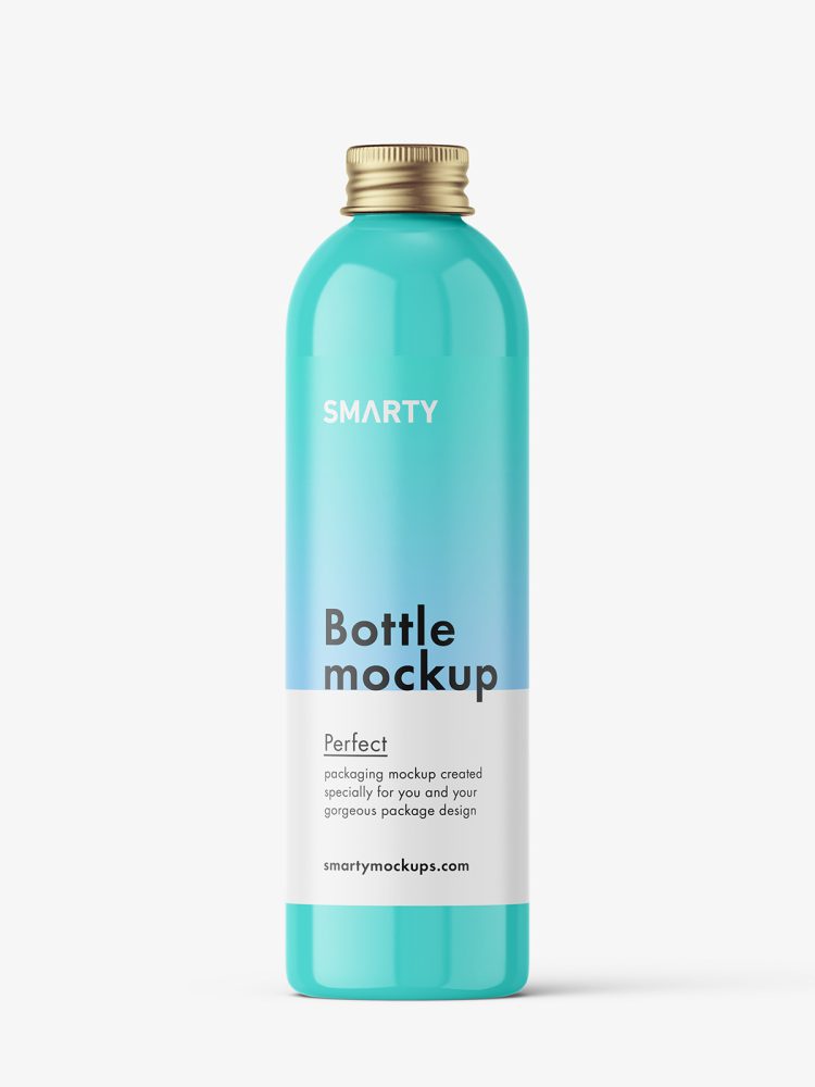 Bottle with aluminium screw cap mockup / glossy
