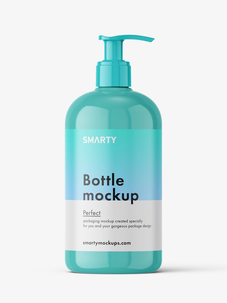 Bottle with pump mockup / glossy