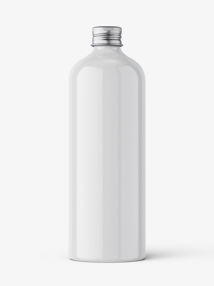 Aluminium screw lid bottle mockup / glossy