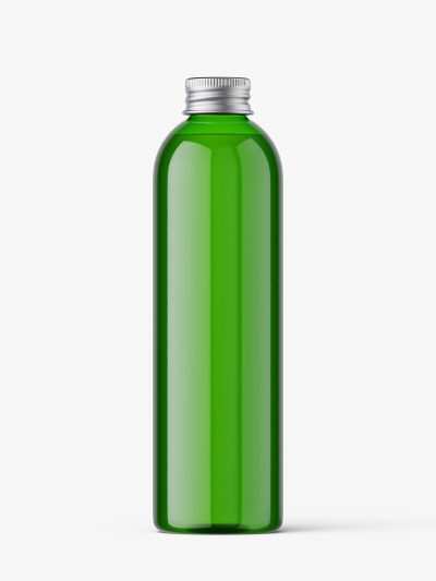 Bottle with aluminium screw cap mockup / green