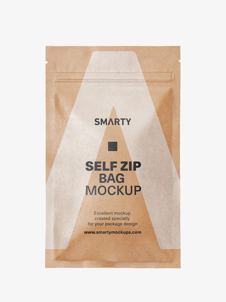 Self zip foil bag mockup / kraft paper